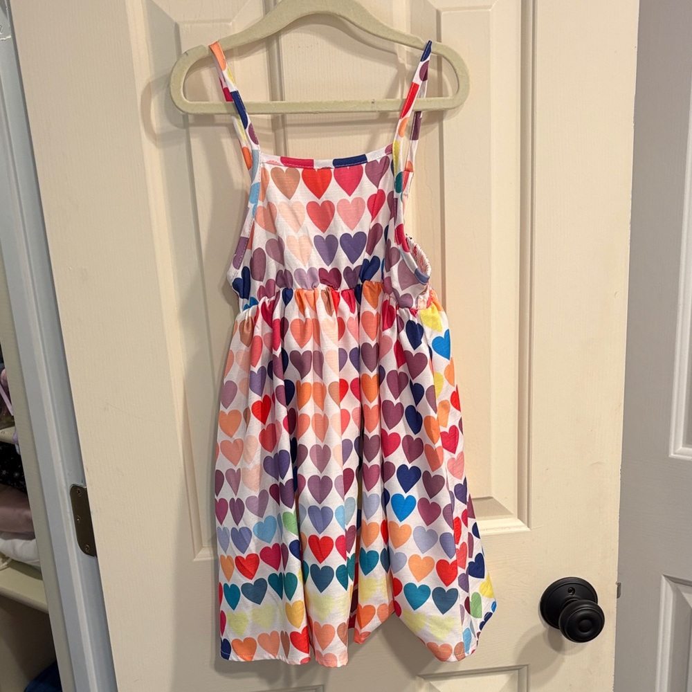 Girls' Rainbow Heart Print Sundress - Multicolor - Never Worn Brand New